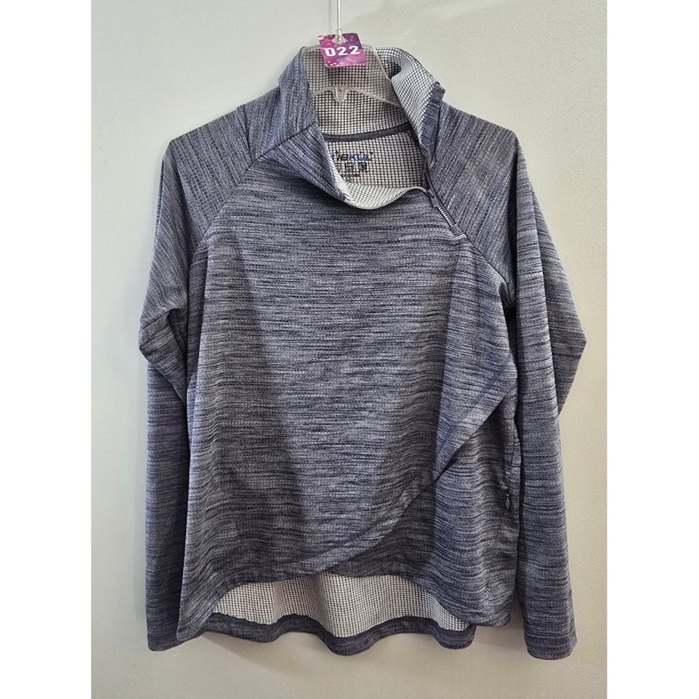 IBKUL Womens Pullover Top Blue Space Dye Mock Neck UPF 50 Athlesuire Size XL